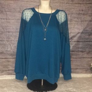 Venus Teal Sweater With Lace Detail